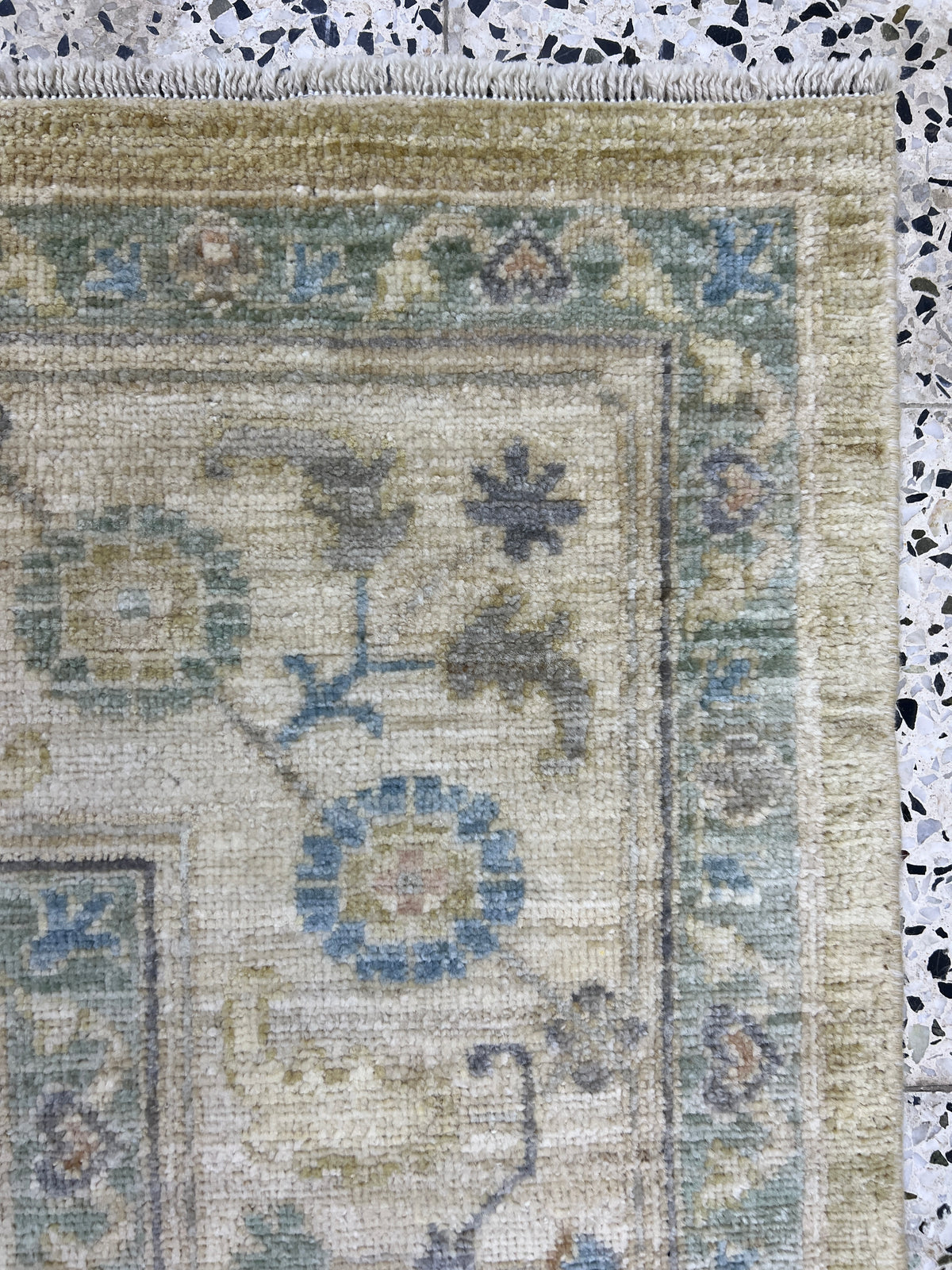 Oushak Rug 8x10 | Gold, Ivory & Gray | Hand-Knotted Wool