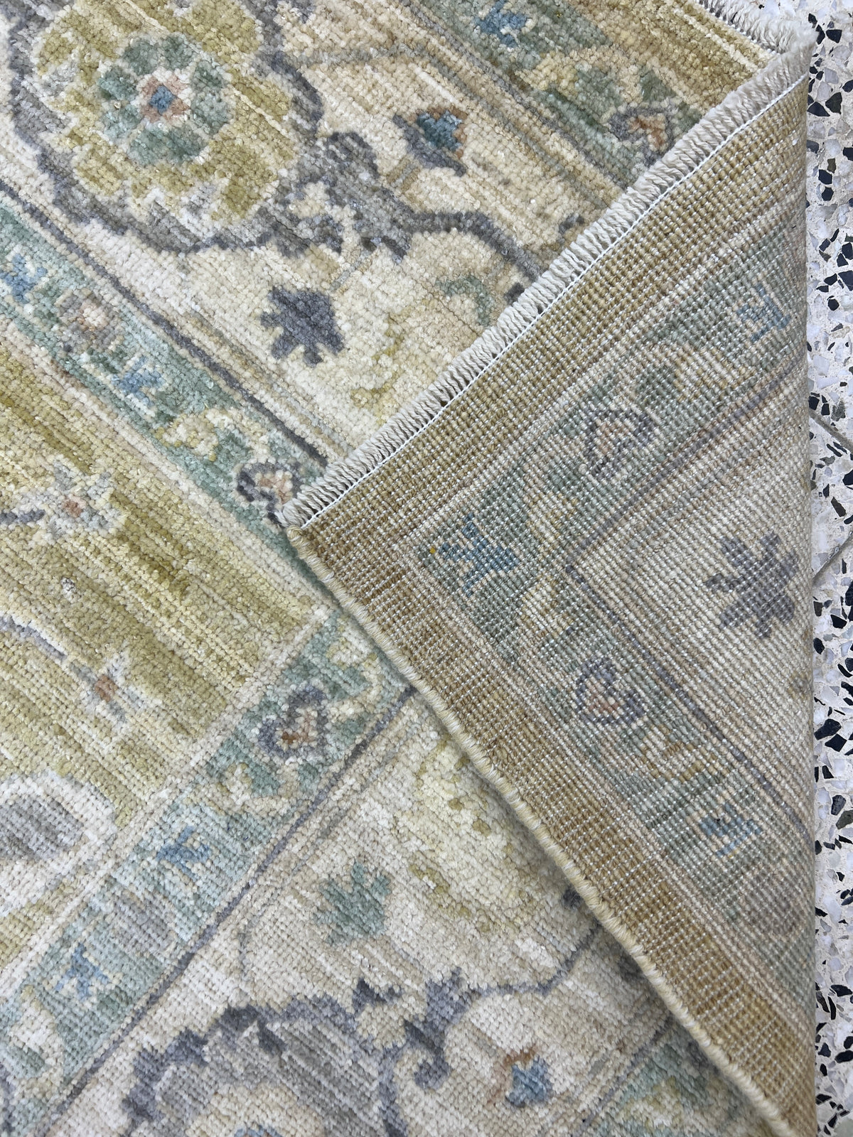 Oushak Rug 8x10 | Gold, Ivory & Gray | Hand-Knotted Wool