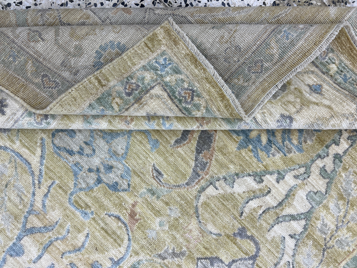 Oushak Rug 8x10 | Gold, Ivory & Gray | Hand-Knotted Wool