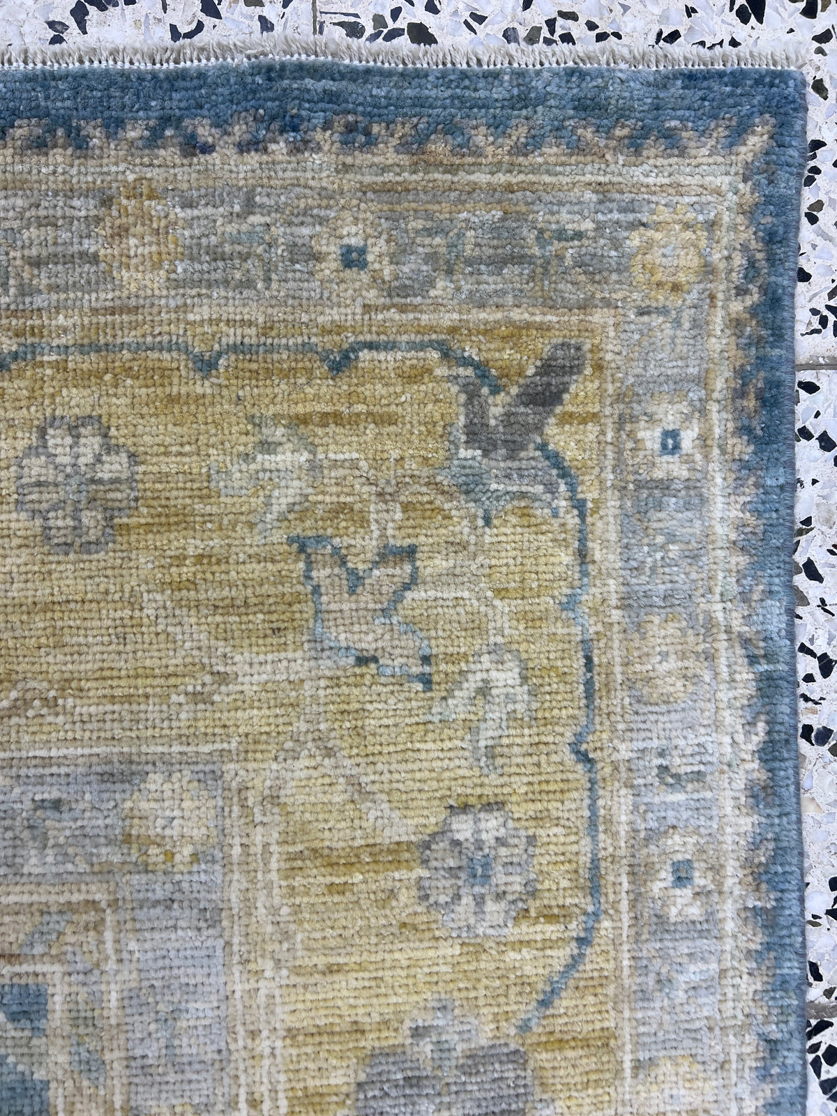 Oushak Rug 8x10 | Navy, Gold & Ivory | Hand-Knotted Wool