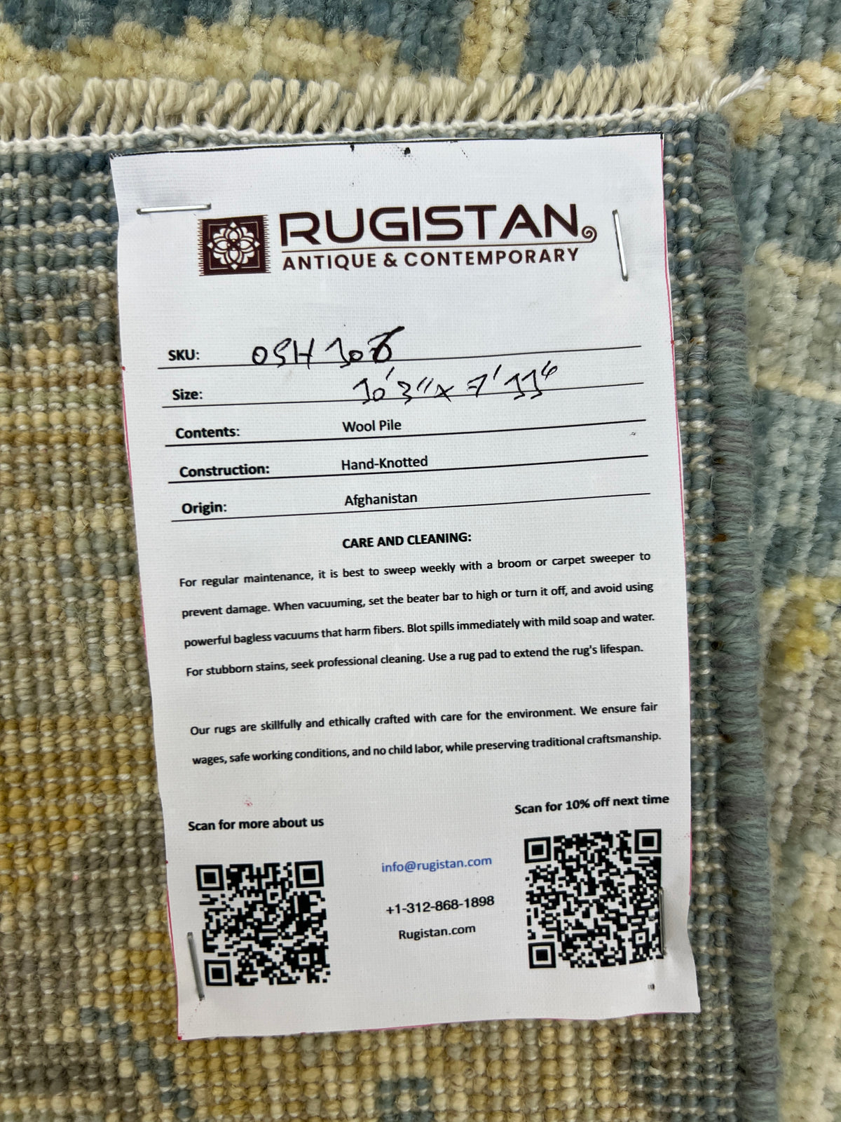 Oushak Rug 8x10 | Navy, Gold & Ivory | Hand-Knotted Wool