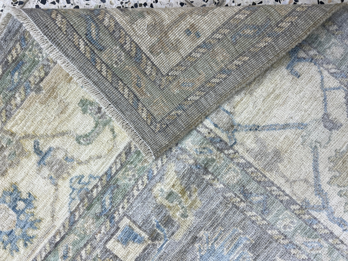 Oushak Rug 8x10 | Gray, Blue & Ivory | Hand-Knotted Wool