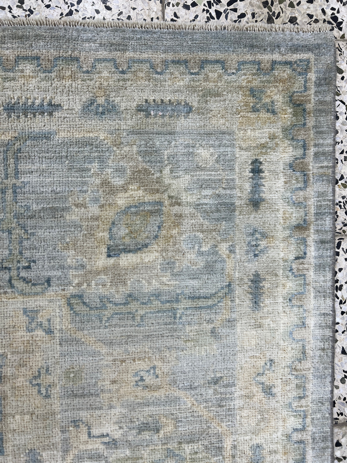 Oushak Rug 9x12 | Light Blue, Ivory & Gray | Hand-Knotted Wool
