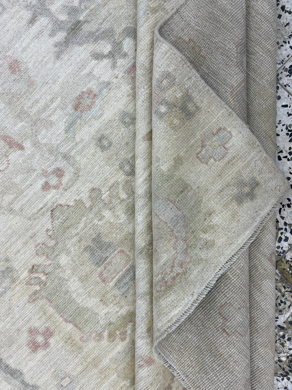 Oushak Rug 9x12 | Ivory, Beige & Sage | Hand-Knotted Wool
