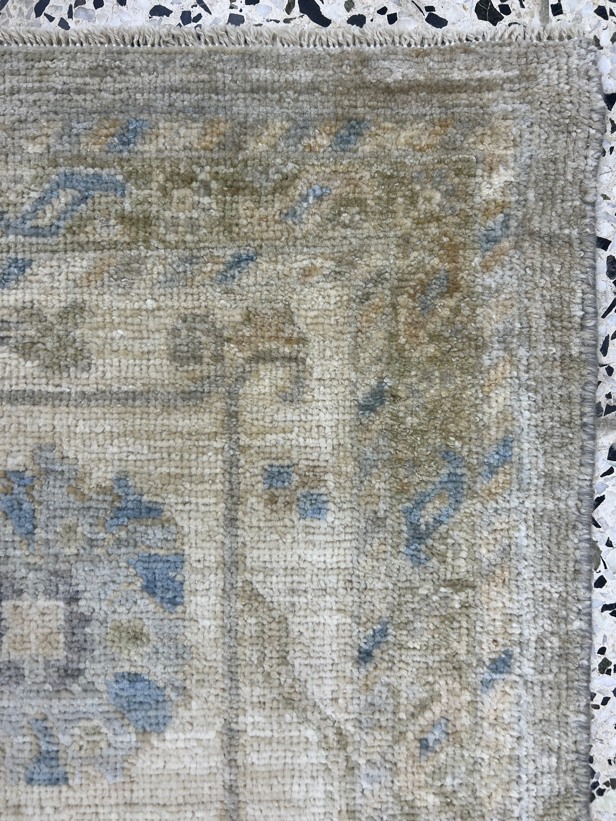 Oushak Rug 9x12 | Gray, Ivory & Blue | Hand-Knotted Wool