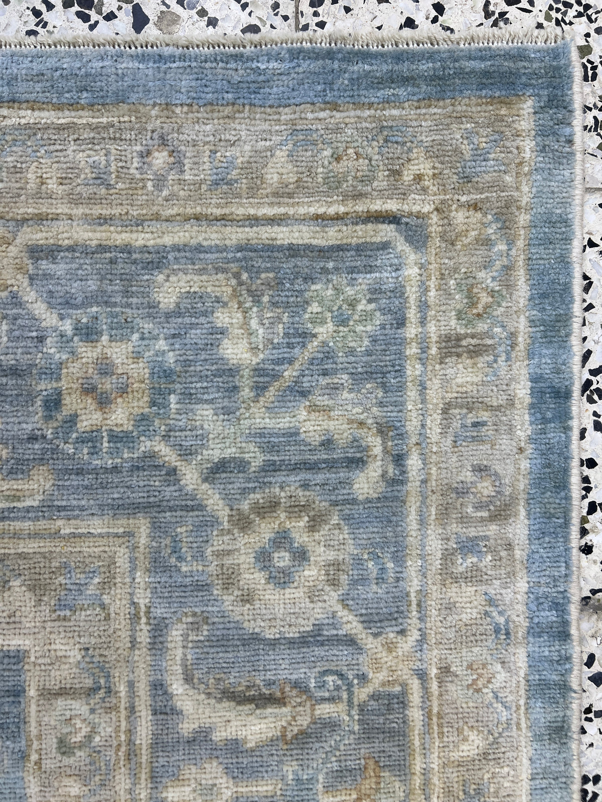 Oushak Rug 8x10 | Blue, Ivory & Gray | Hand-Knotted Wool