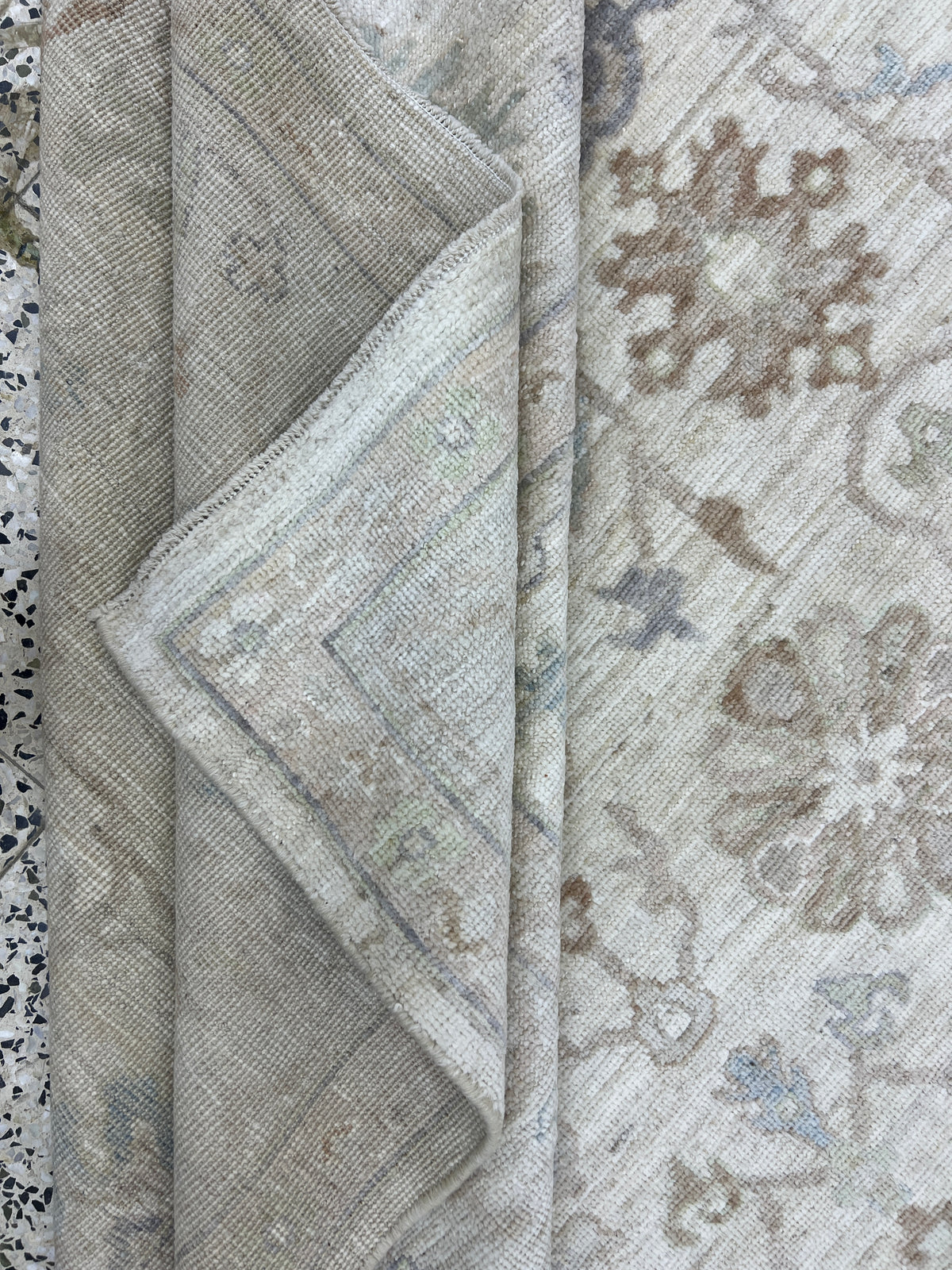 Oushak Rug 9x12 | Ivory, Gray & Sage | Hand-Knotted Wool