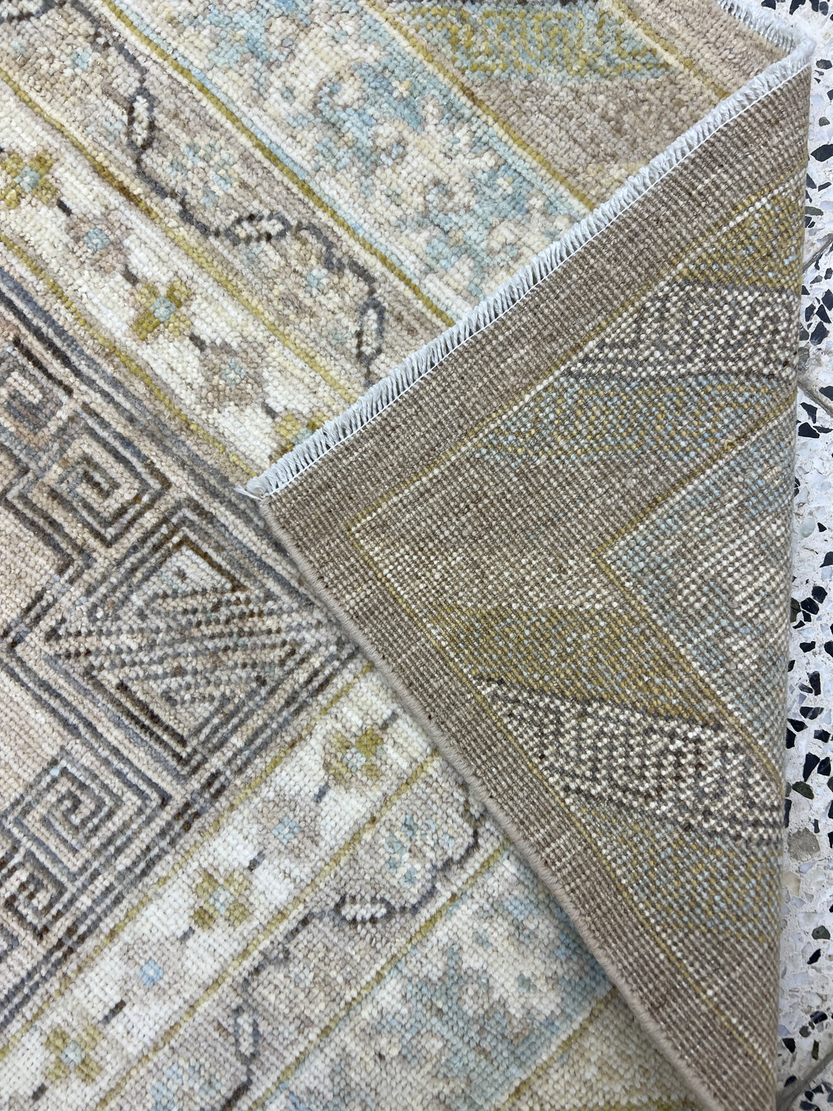 Khotan Rug 8x10 | Taupe, Light Blue & Ivory | Hand-Knotted Wool