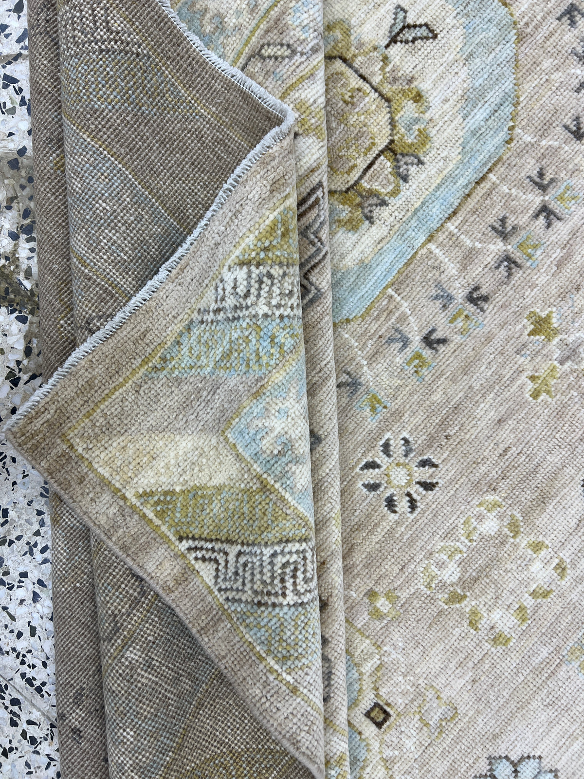 Khotan Rug 8x10 | Taupe, Light Blue & Ivory | Hand-Knotted Wool