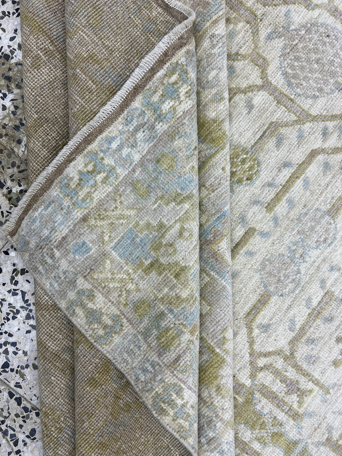 Khotan Rug 9x12 | Ivory, Olive & Gray | Hand-Knotted Wool