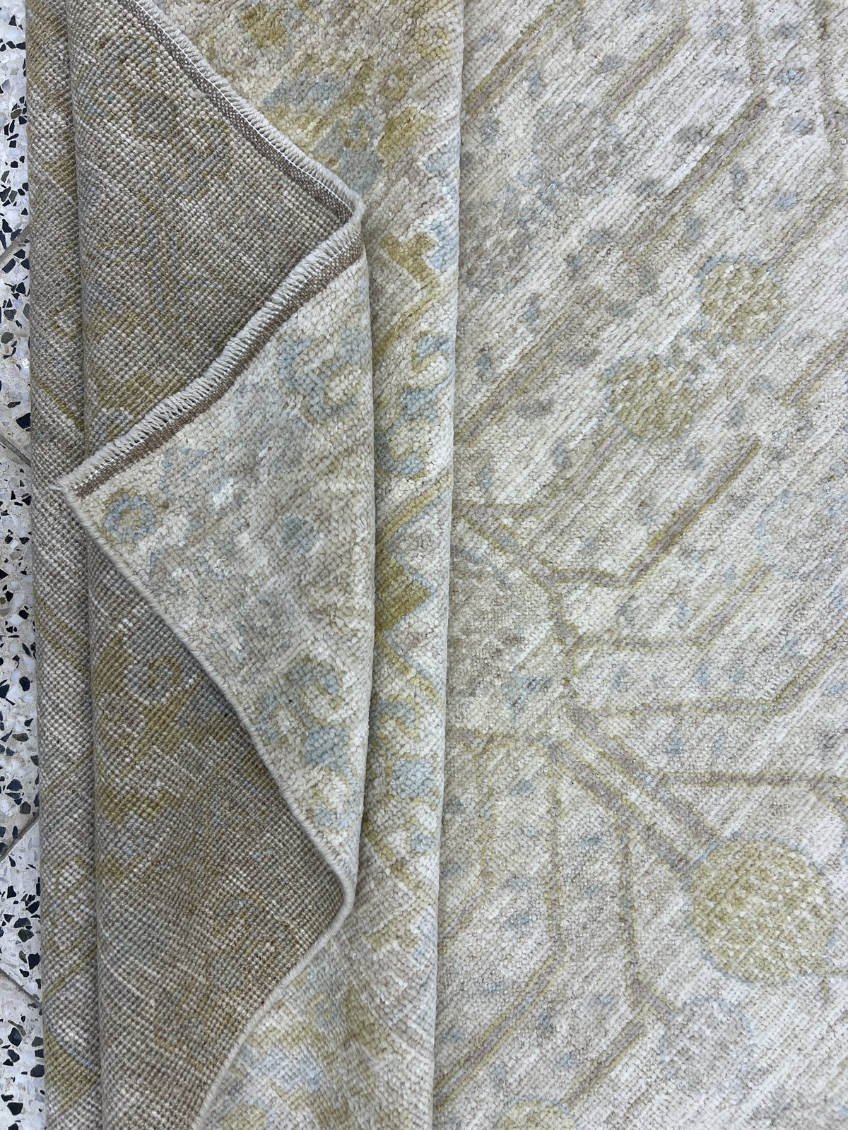 Oushak Rug 10x14 | Sage, Gray & Ivory | Hand-Knotted Wool
