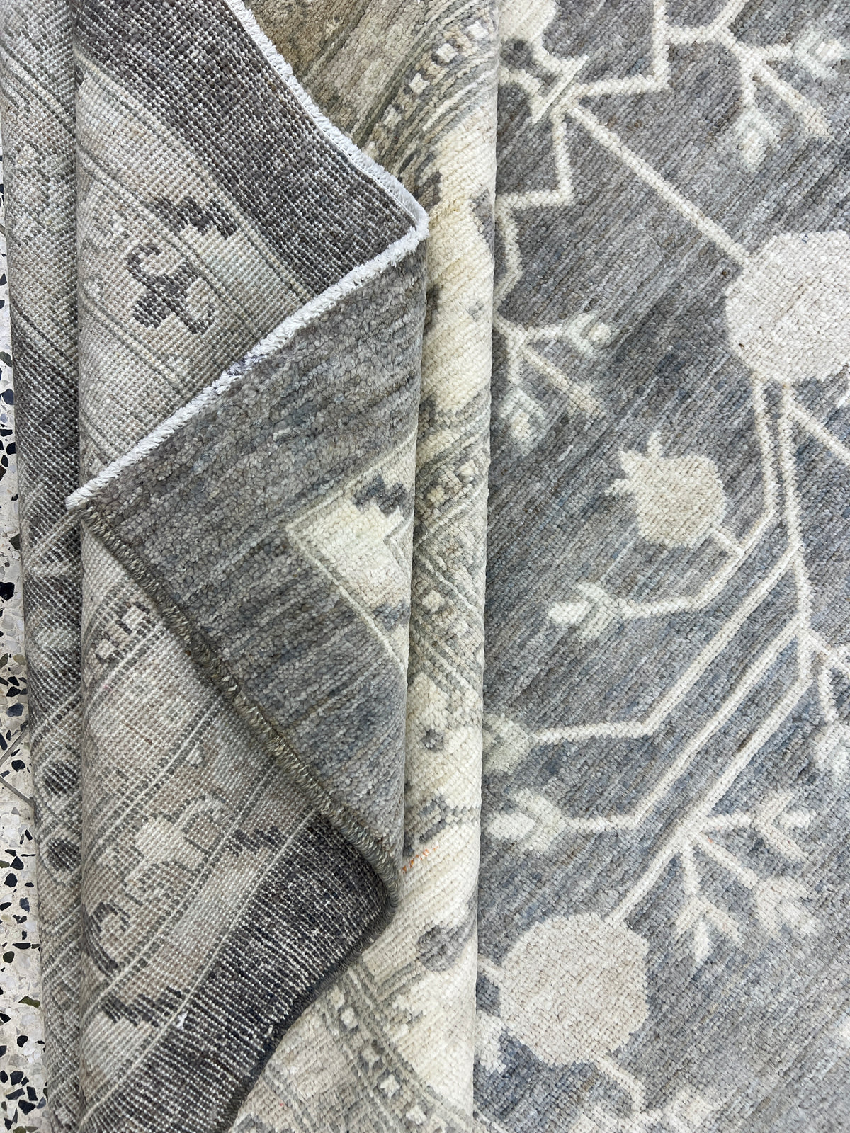 Oushak Rug 12x15 | Gray, Ivory & Charcoal | Hand-Knotted Wool