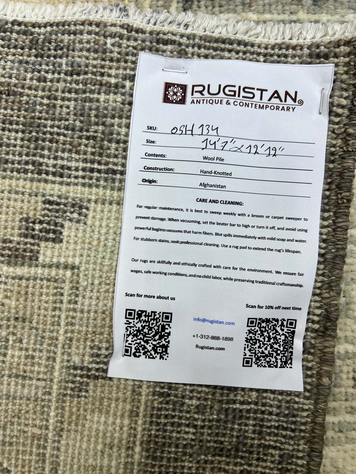 Oushak Rug 12x15 | Gray, Ivory & Charcoal | Hand-Knotted Wool