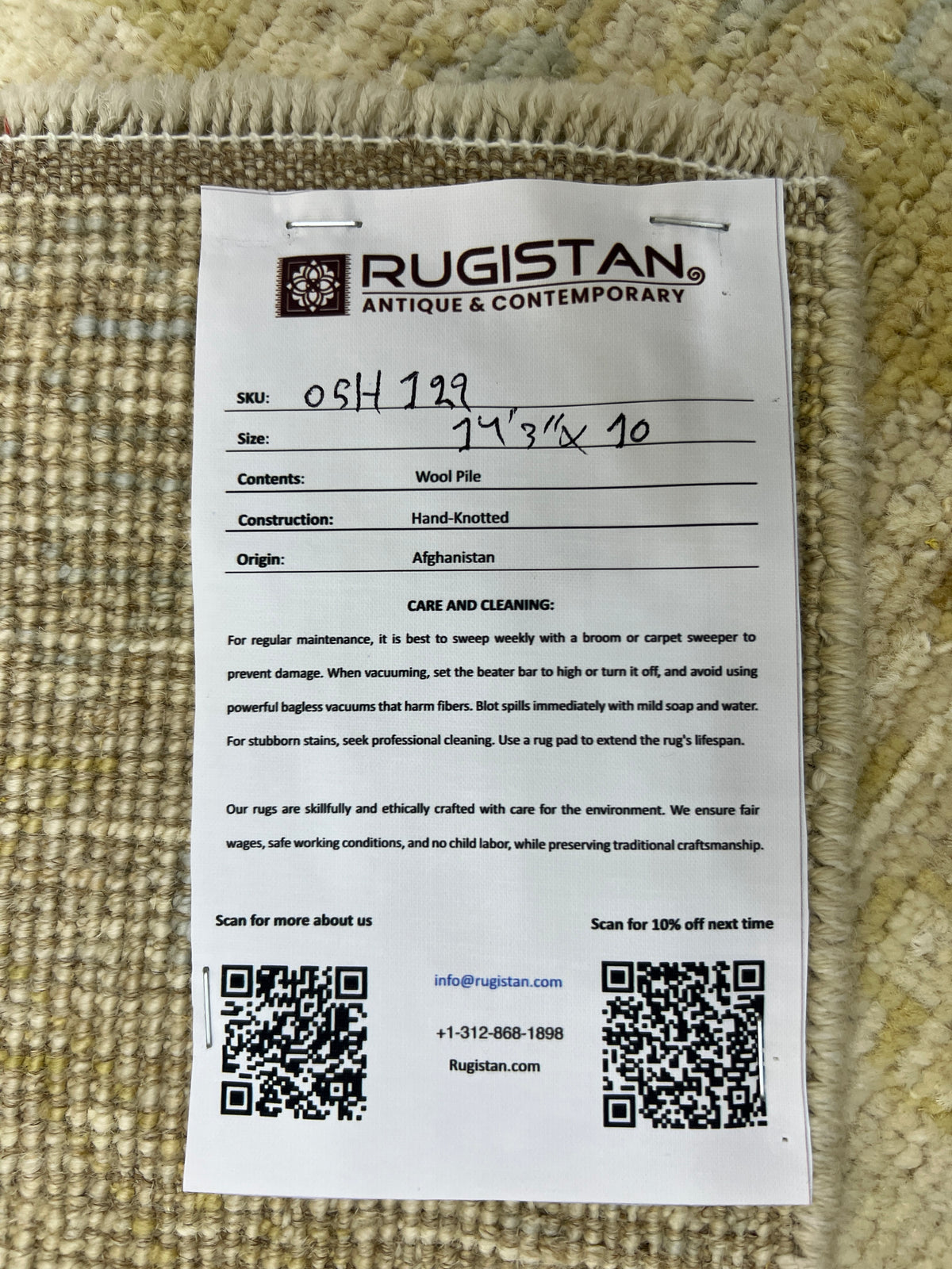 Oushak Rug 10x14 | Sage, Gray & Ivory | Hand-Knotted Wool