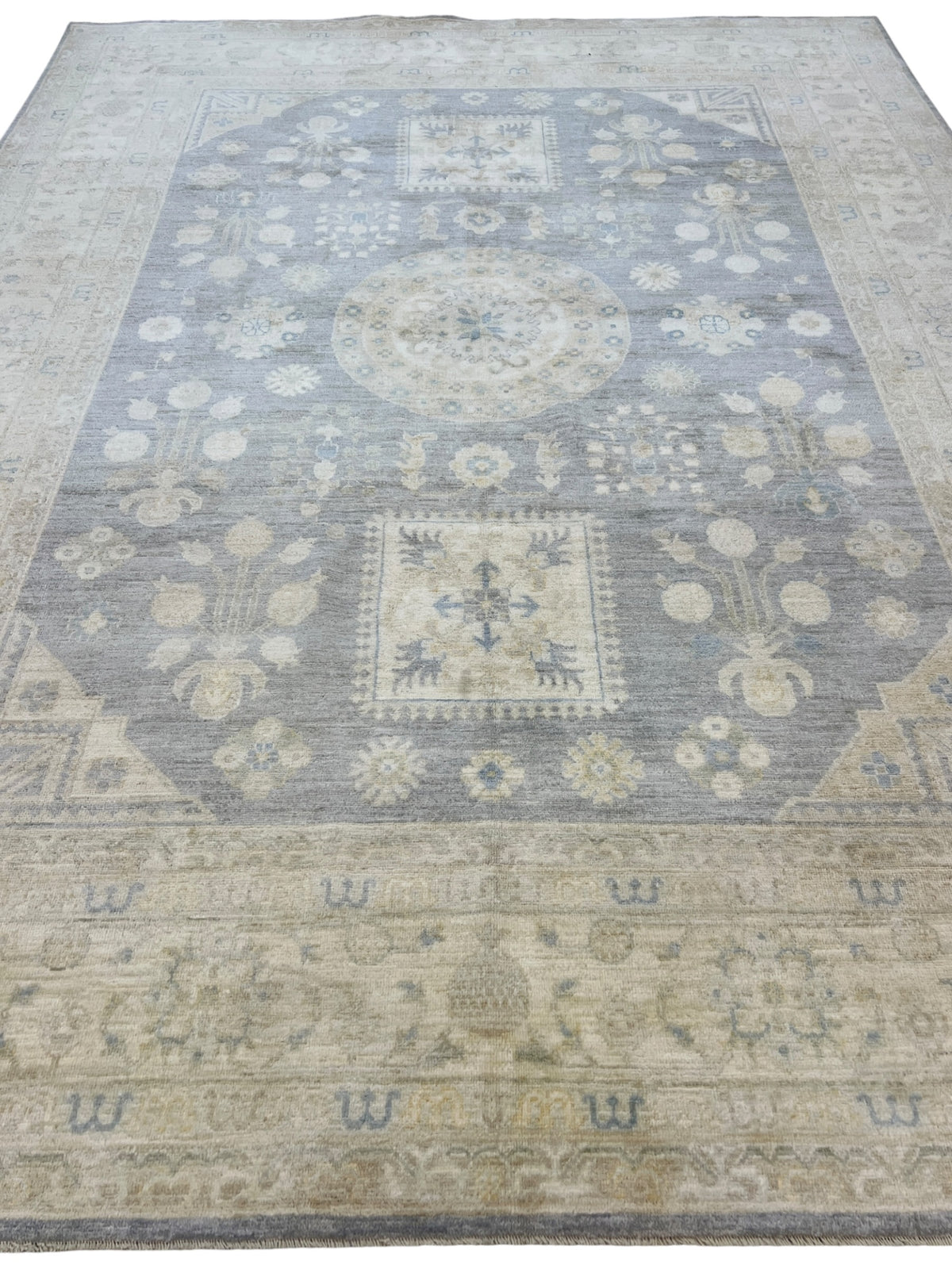 Khotan Rug 9x12 | Gray, Ivory & Sage | Hand-Knotted Wool