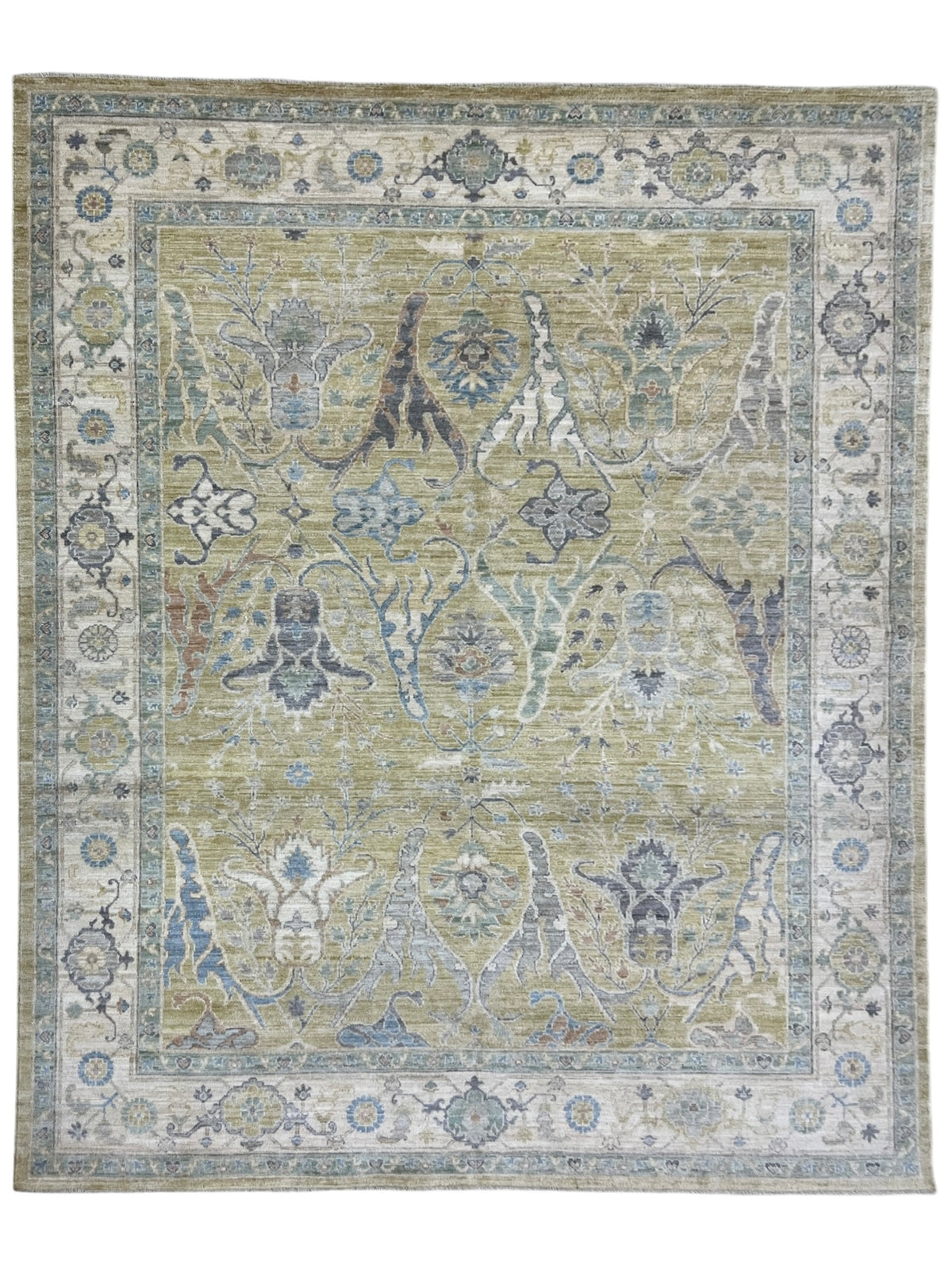 Oushak Rug 8x10 | Gold, Ivory & Gray | Hand-Knotted Wool
