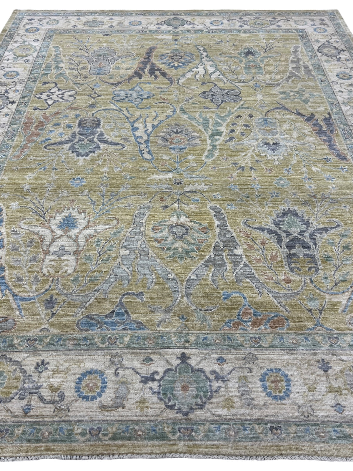 Oushak Rug 8x10 | Gold, Ivory & Gray | Hand-Knotted Wool