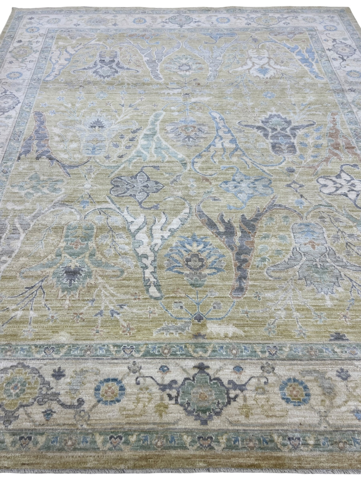 Oushak Rug 8x10 | Gold, Ivory & Gray | Hand-Knotted Wool