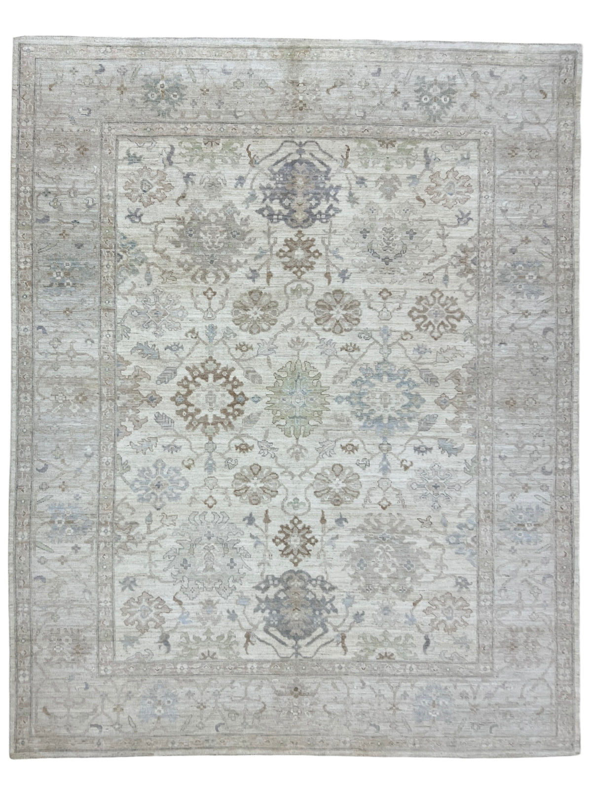 Oushak Rug 9x12 | Ivory, Gray & Sage | Hand-Knotted Wool