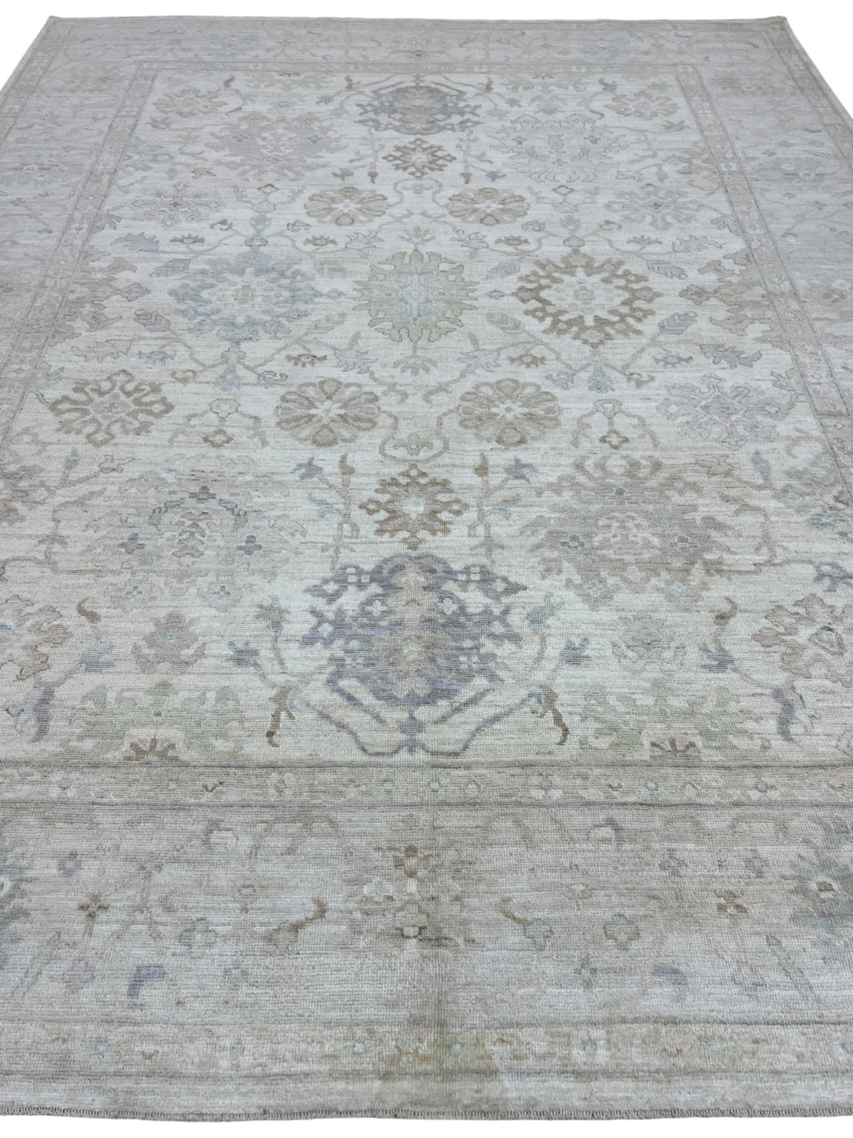 Oushak Rug 9x12 | Ivory, Gray & Sage | Hand-Knotted Wool