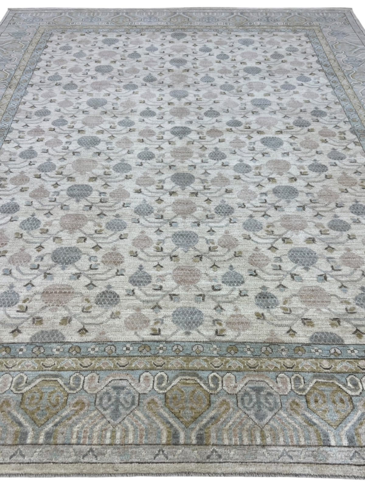 Khotan Rug 9x12 | Ivory, Gray & Taupe | Hand-Knotted Wool