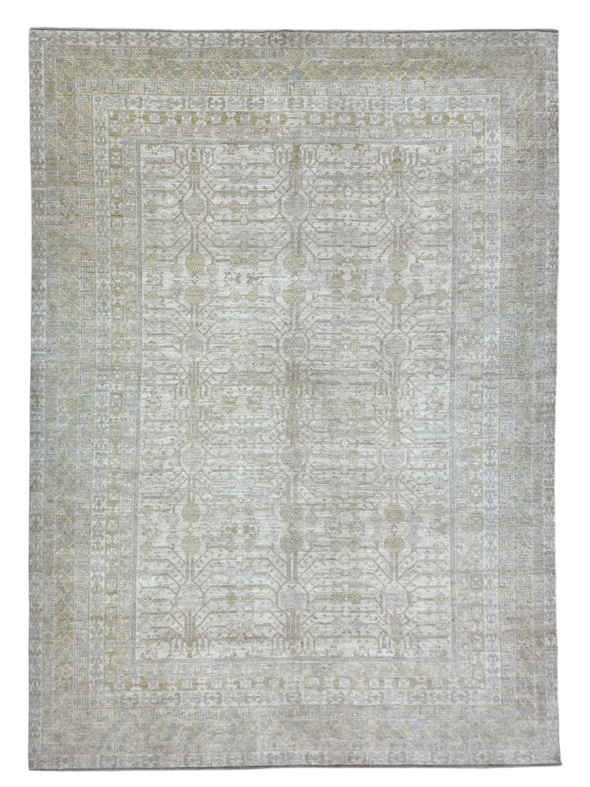 Oushak Rug 10x14 | Sage, Gray & Ivory | Hand-Knotted Wool