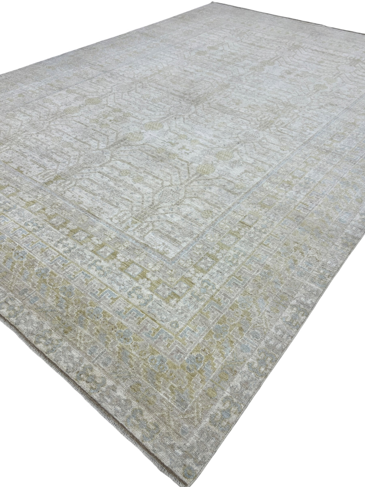 Oushak Rug 10x14 | Sage, Gray & Ivory | Hand-Knotted Wool
