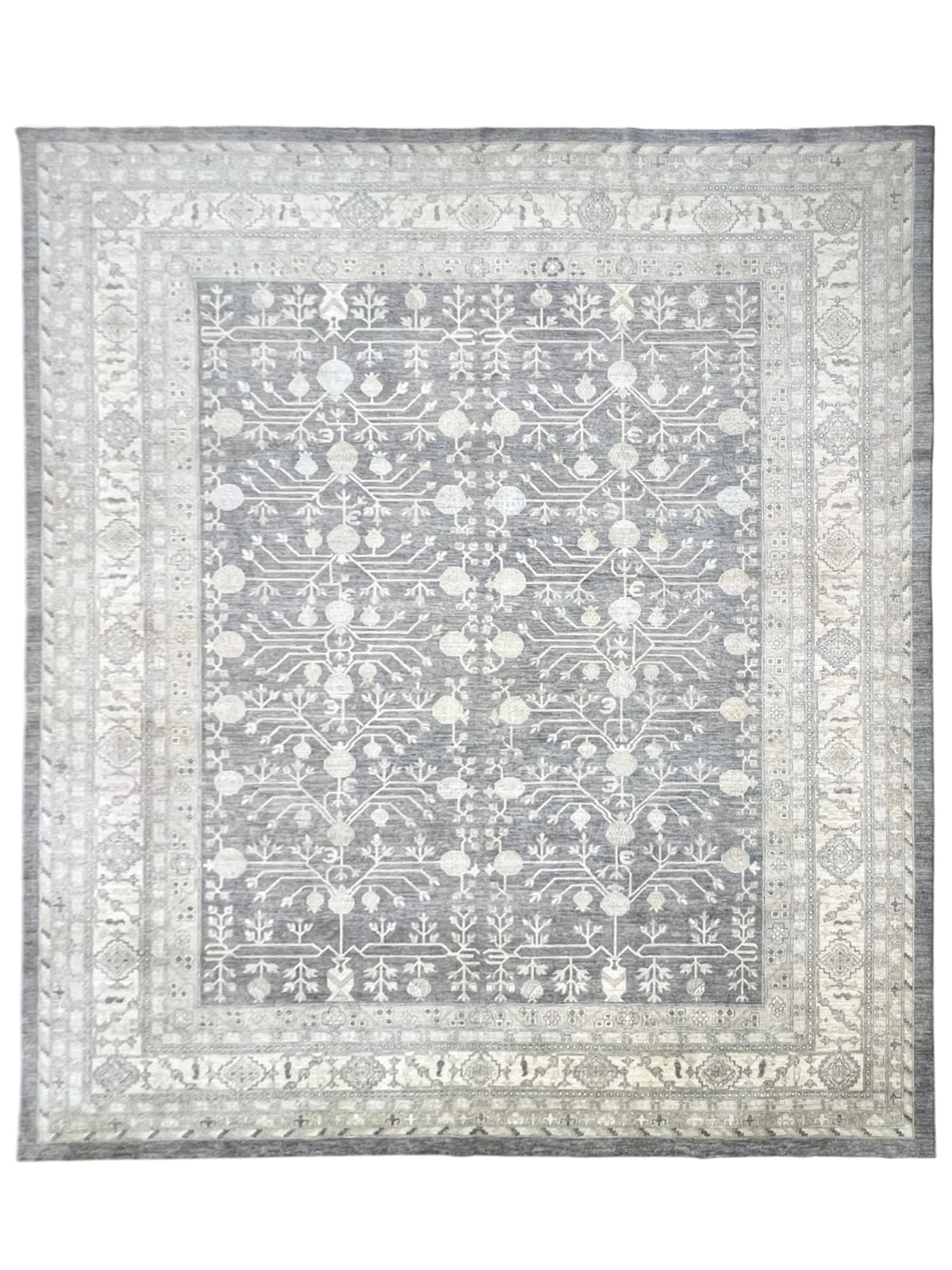 Oushak Rug 12x15 | Gray, Ivory & Charcoal | Hand-Knotted Wool