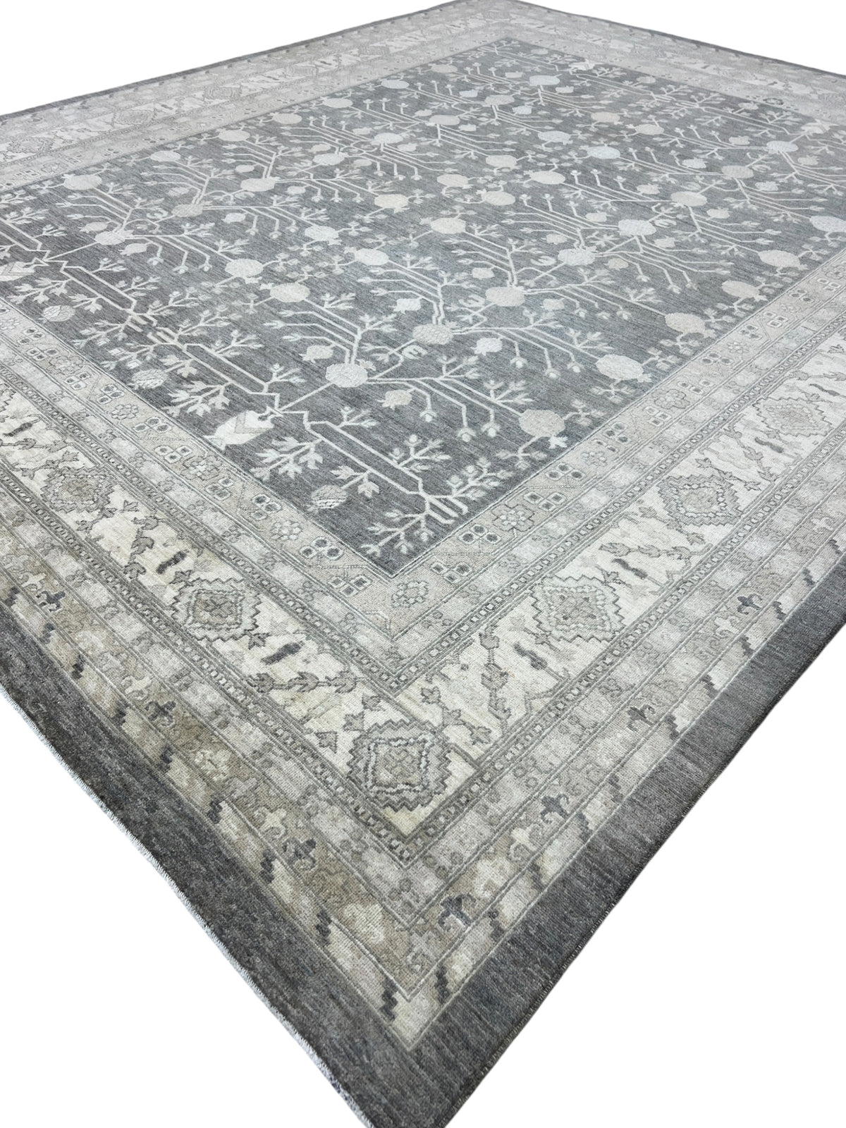 Oushak Rug 12x15 | Gray, Ivory & Charcoal | Hand-Knotted Wool
