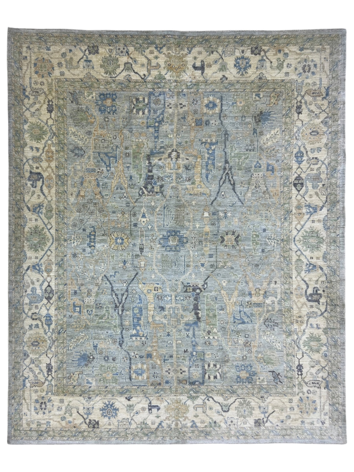 Oushak Rug 8x10 | Light Blue, Gray & Ivory | Hand-Knotted Wool