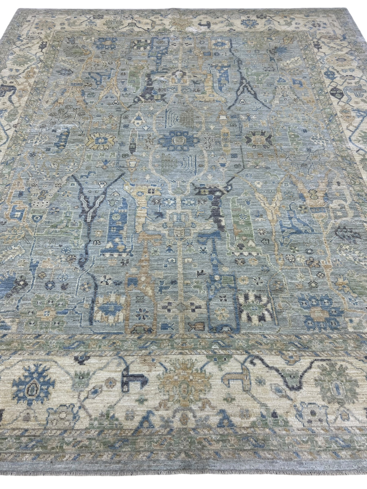Oushak Rug 8x10 | Light Blue, Gray & Ivory | Hand-Knotted Wool