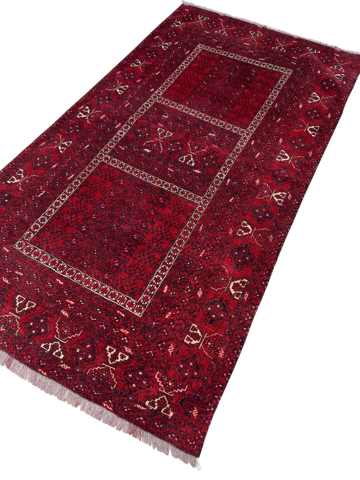Parda Rug 4x8 | Red, Burgundy & Ivory | Hand-Knotted Wool