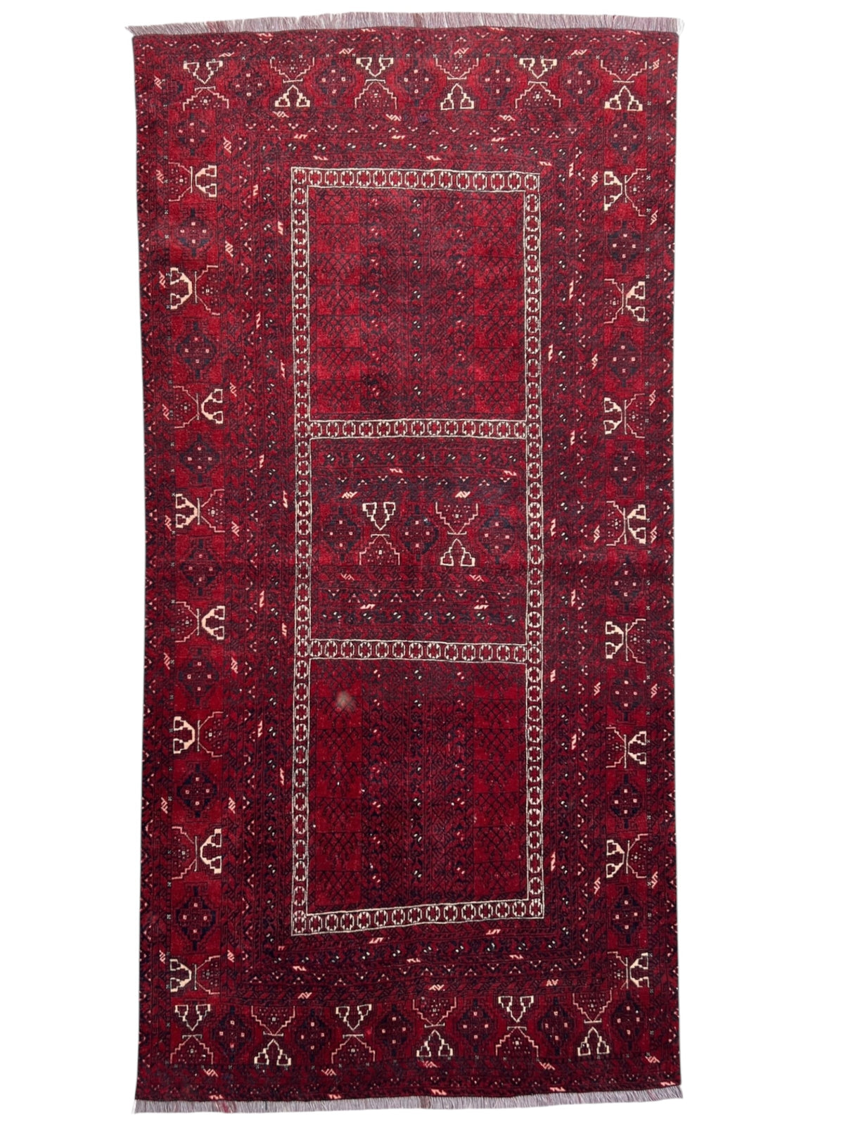 Parda Rug 4x8 | Red, Burgundy & Ivory | Hand-Knotted Wool