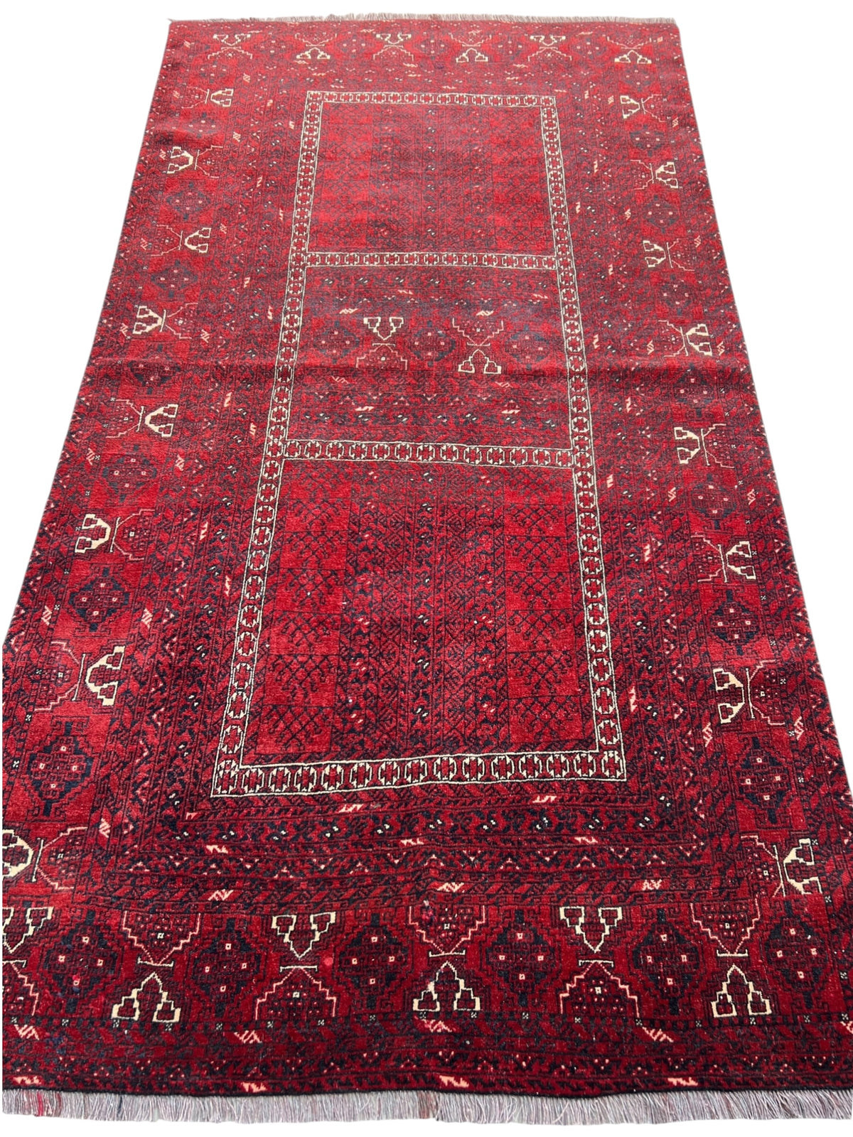 Parda Rug 4x8 | Red, Burgundy & Ivory | Hand-Knotted Wool