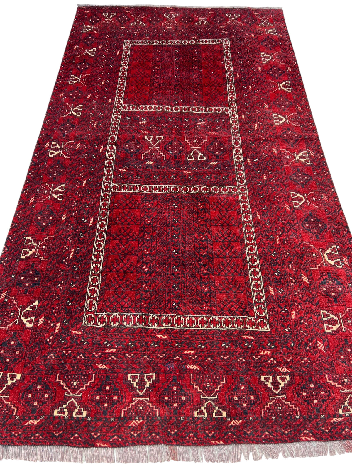 Parda Rug 4x8 | Red, Burgundy & Ivory | Hand-Knotted Wool