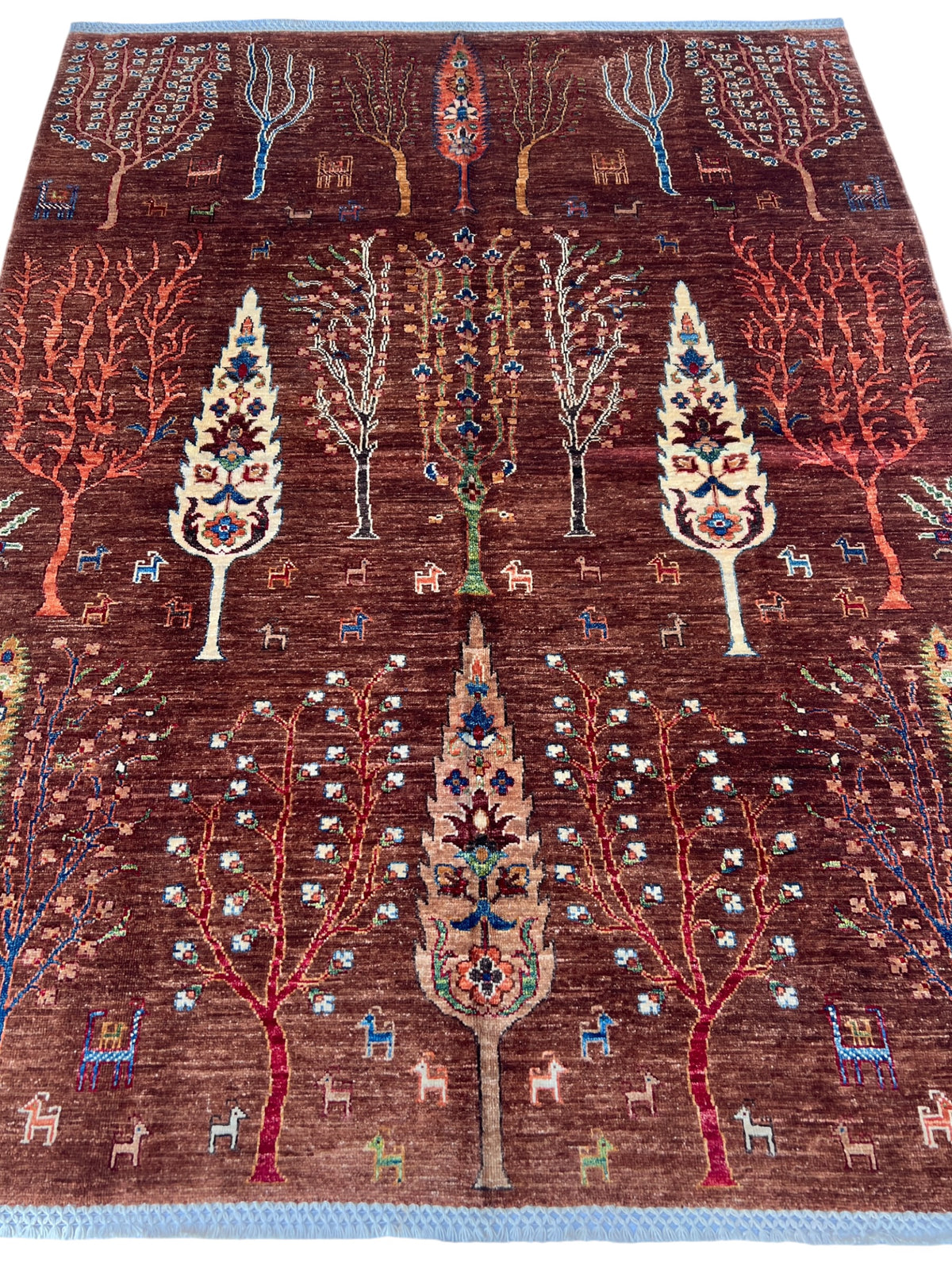 Chobi Tree of Life Rug 5x7 | Rust, Brown & Ivory | Hand-Knotted Wool