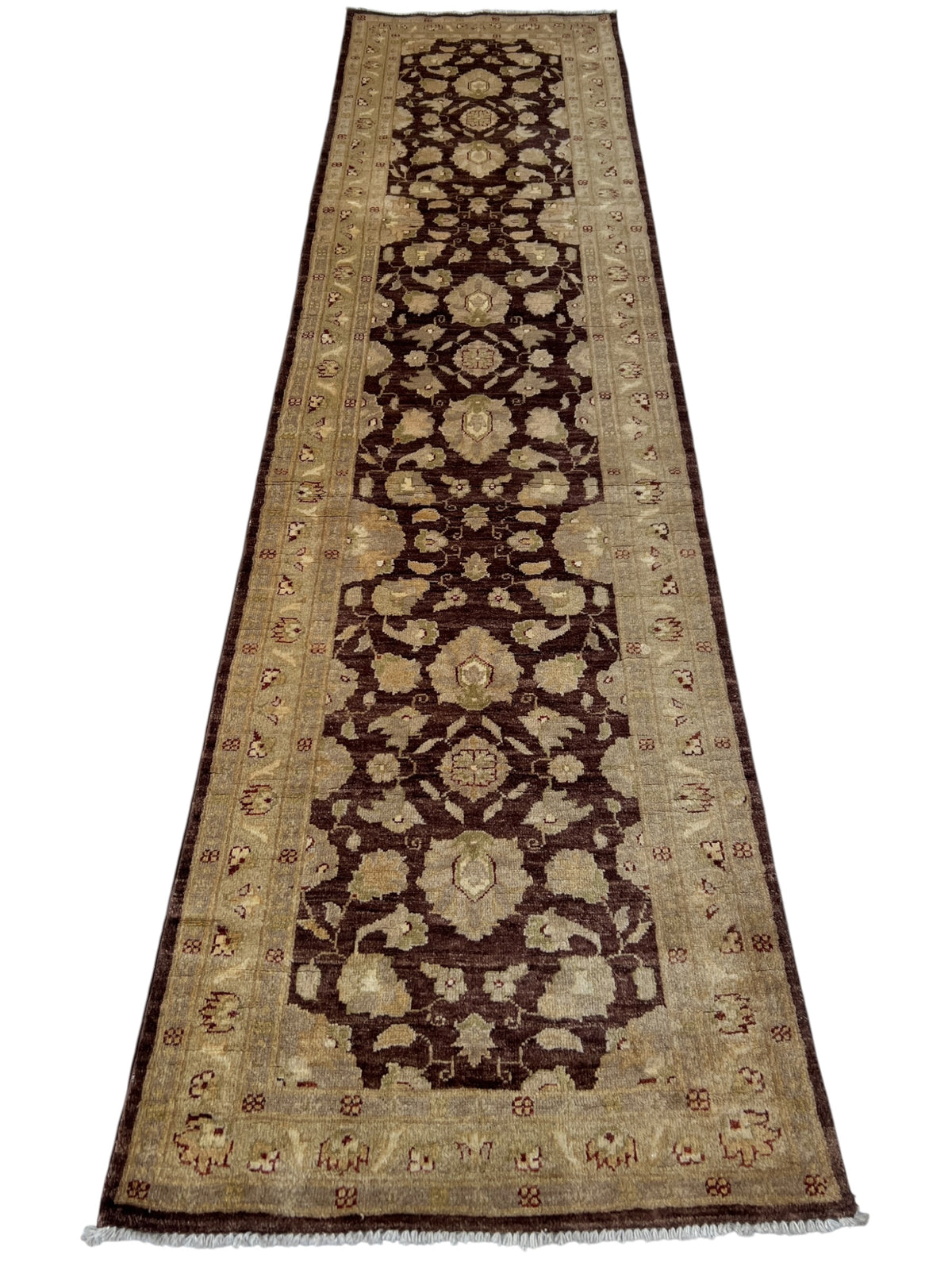 Chobi Ziegler Runner 2x10 | Beige, Brown & Tan | Hand-Knotted Wool