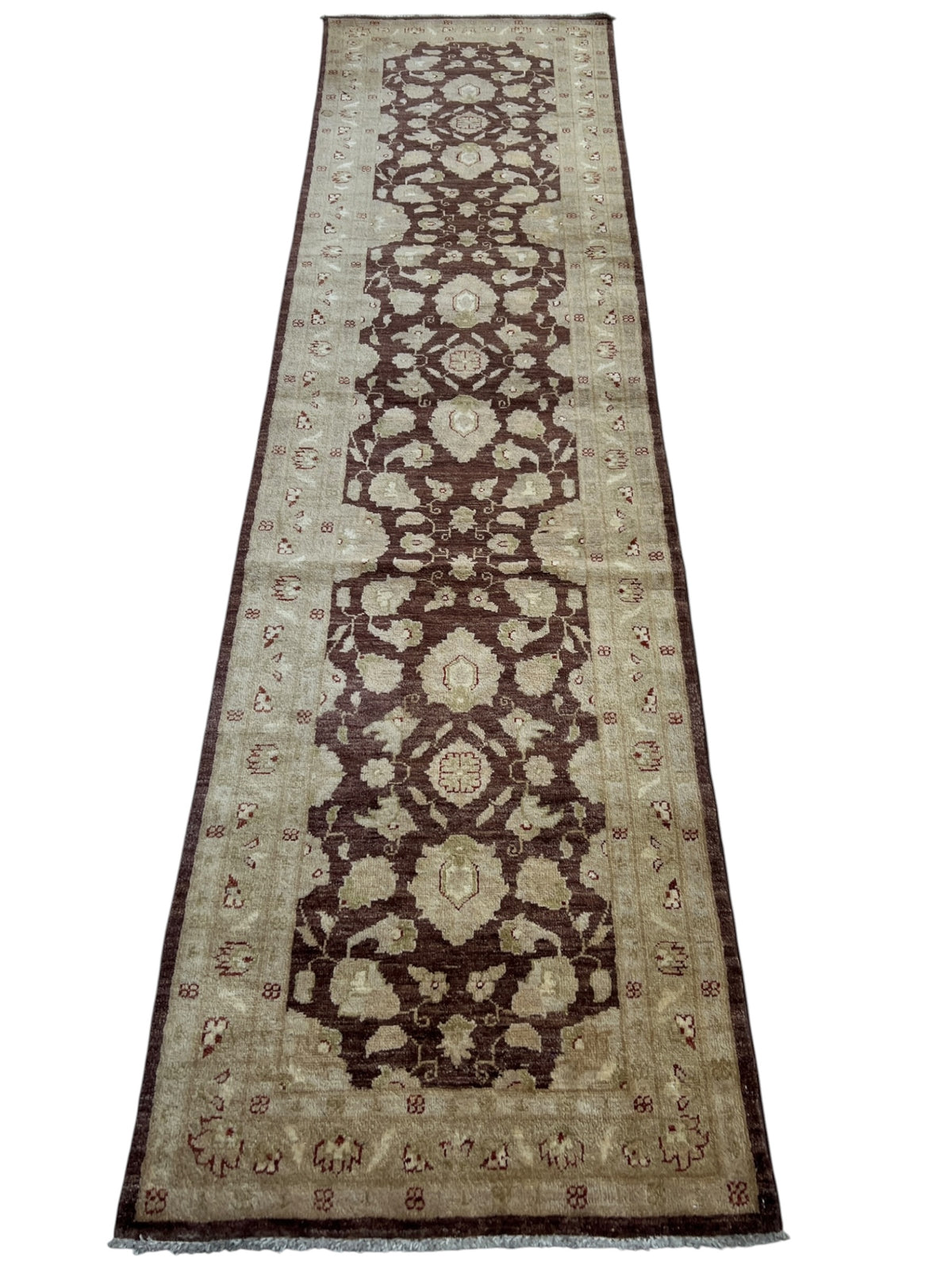 Chobi Ziegler Runner 2x10 | Beige, Brown & Tan | Hand-Knotted Wool