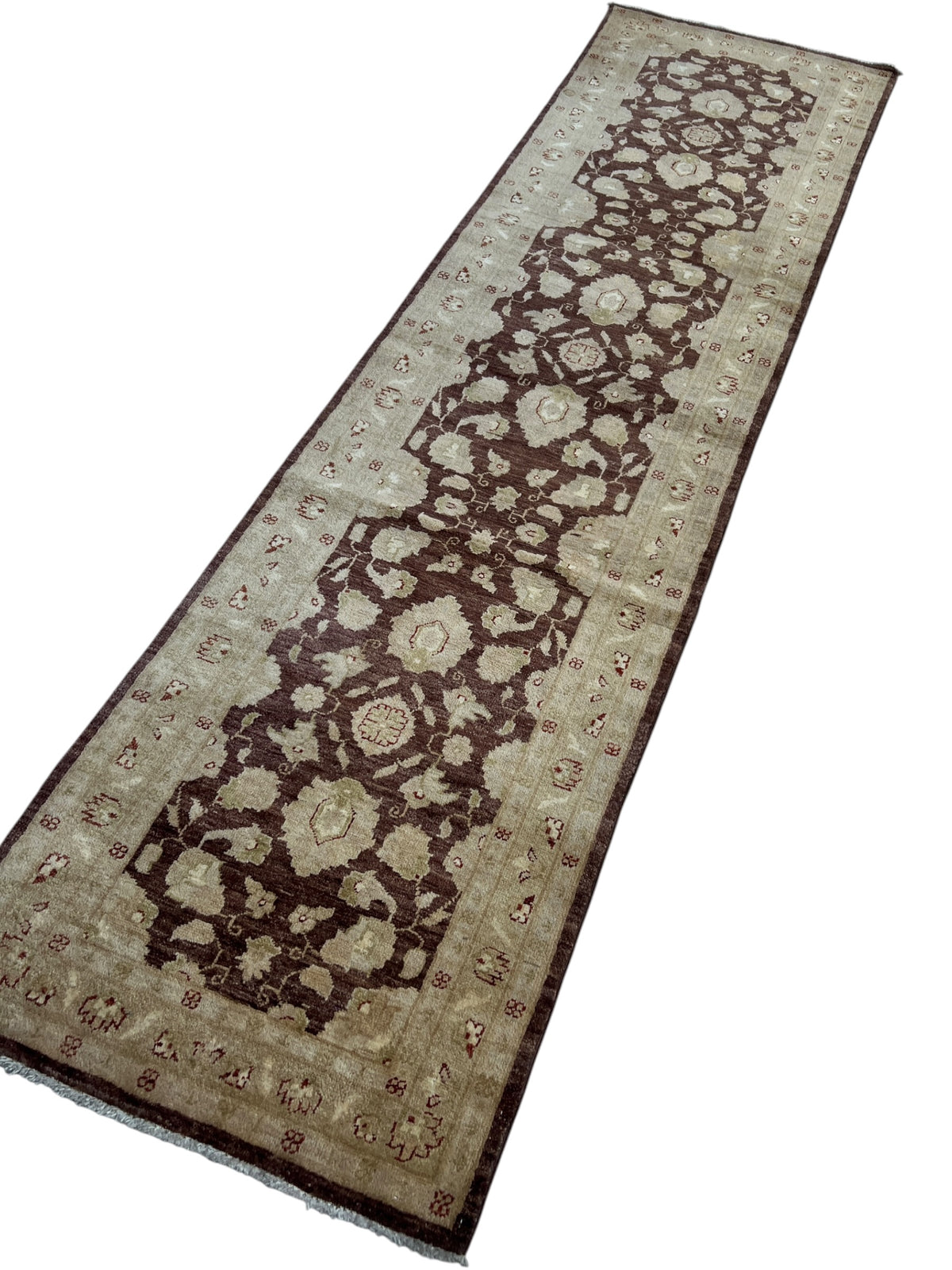 Chobi Ziegler Runner 2x10 | Beige, Brown & Tan | Hand-Knotted Wool