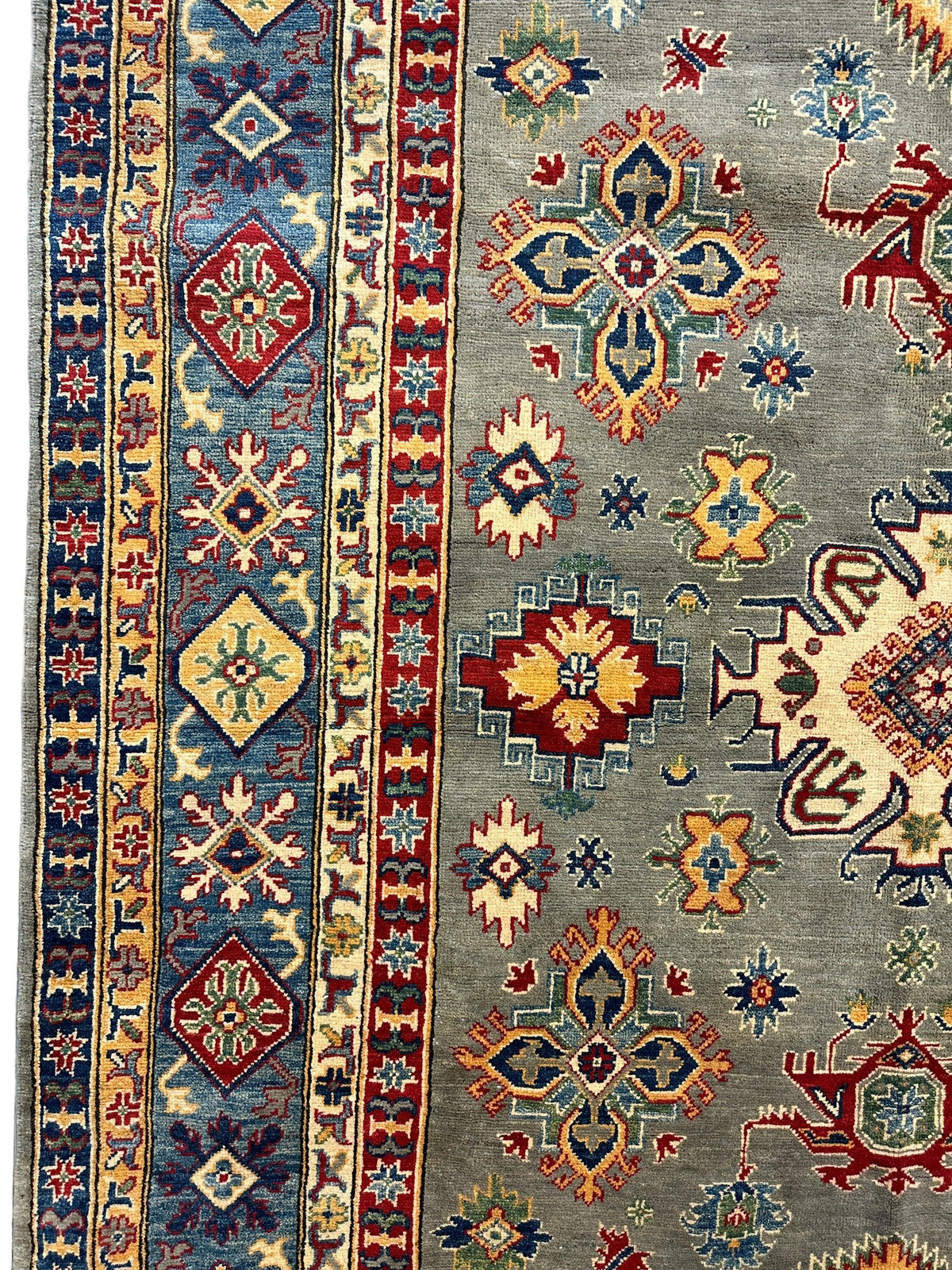 Fine Hand Knotted Afghani Super Kazak Rug 7 x 10, view 7
