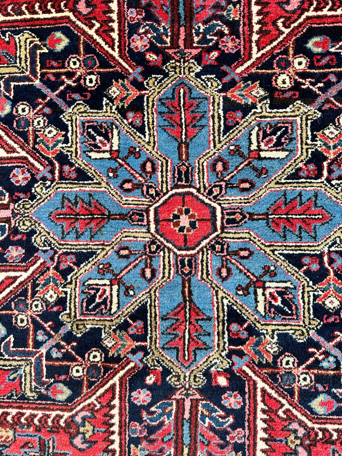 Vintage Persian Heriz Rug 9' x 11'10", Hand-Knotted Wool, 1960s, view 7