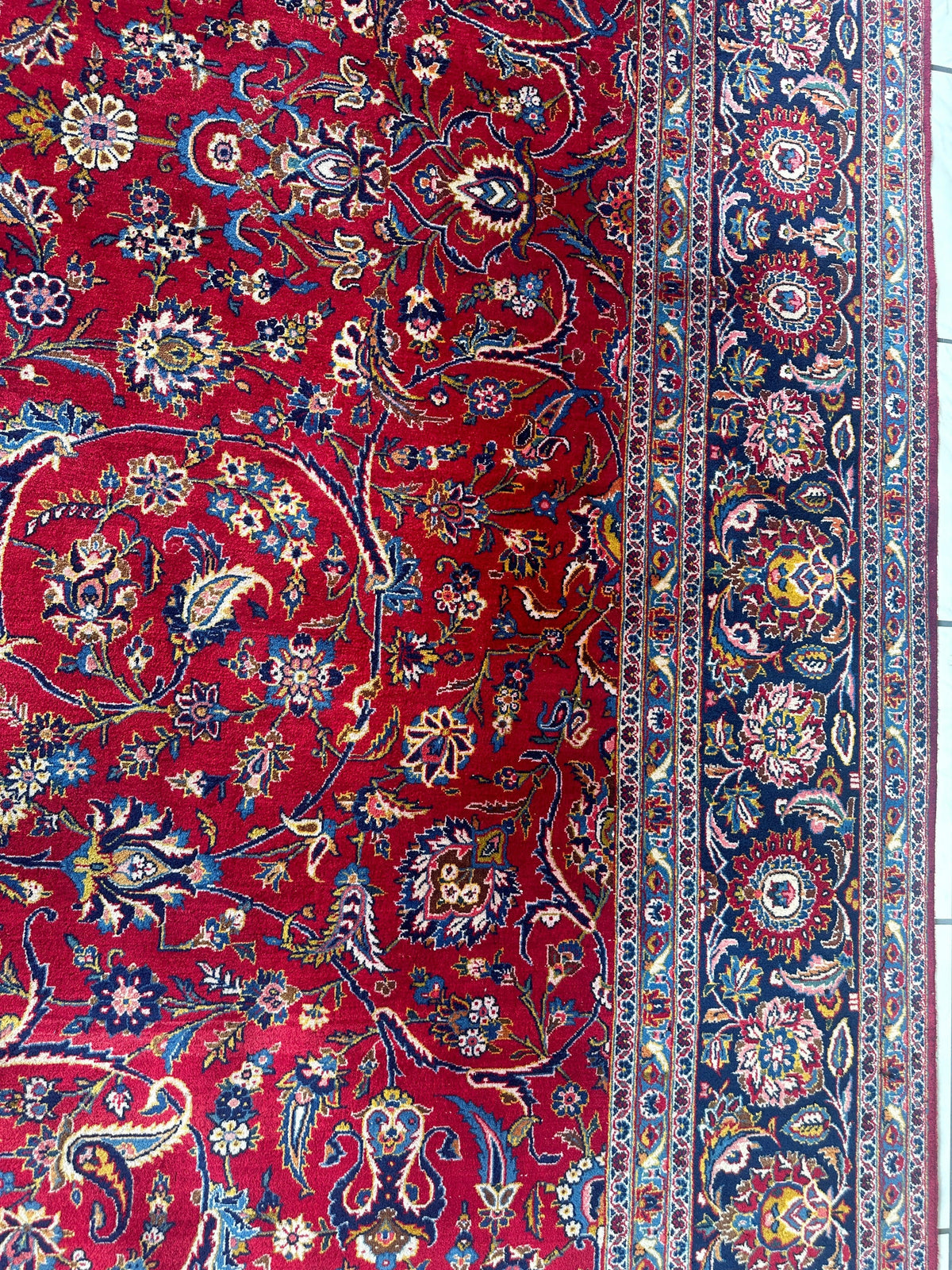 Incredible Persian Kashan All Over Wool Rug 10’2” x 14’, view 15