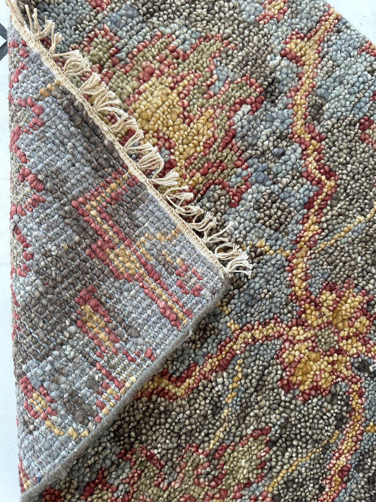 Traditional Area Rug 2x3, Gray, Light Blue & Gold, Hand-Knotted Wool, view 5