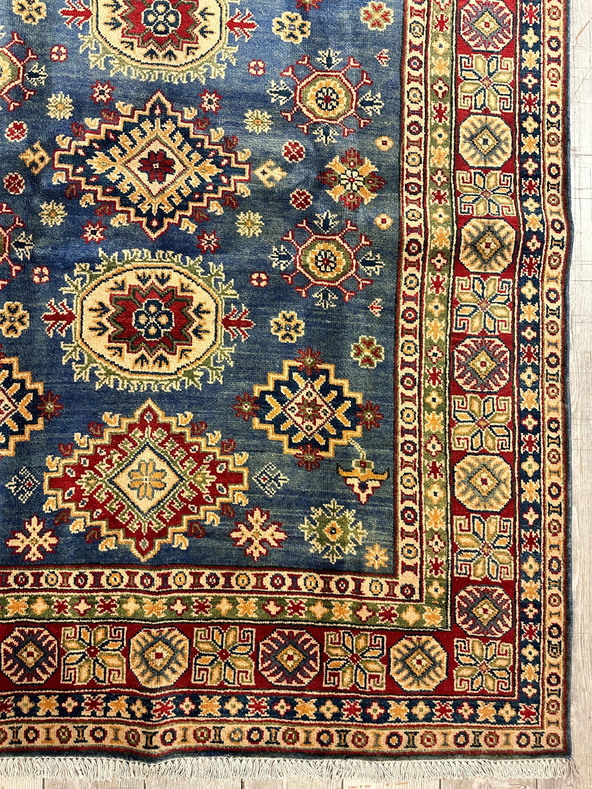 Afghan Super Kazak Rug 4'11" x 6'9", Hand-Knotted Wool, Red, view 5