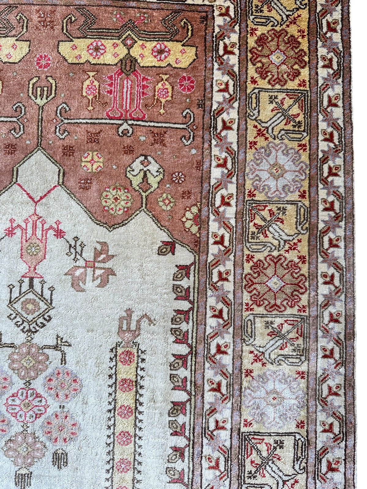 Vintage Turkish Kayseri Rug 26" x 36", Hand-Knotted Silk, 1980s, view 7