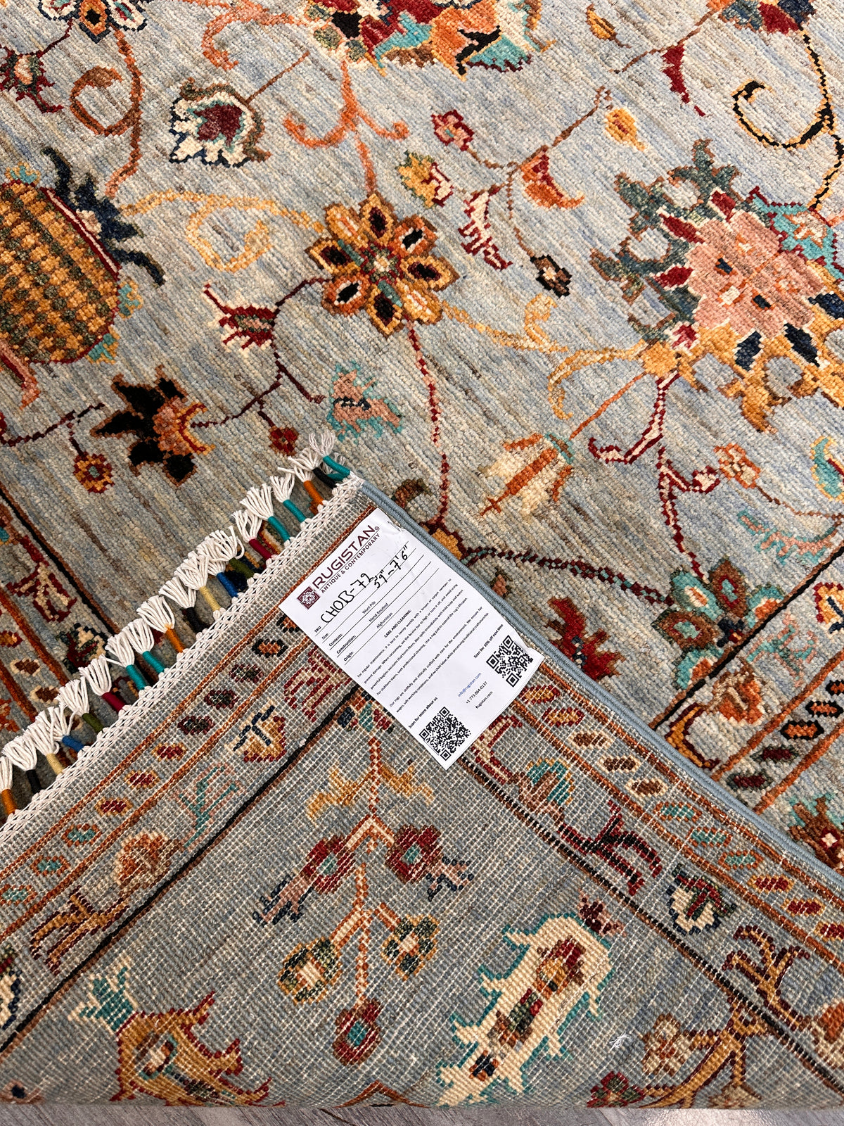 Afghan Chobi Sultani Rug 5'9" x 7'6", Hand-Knotted Ghazni Wool, Cream, view 7