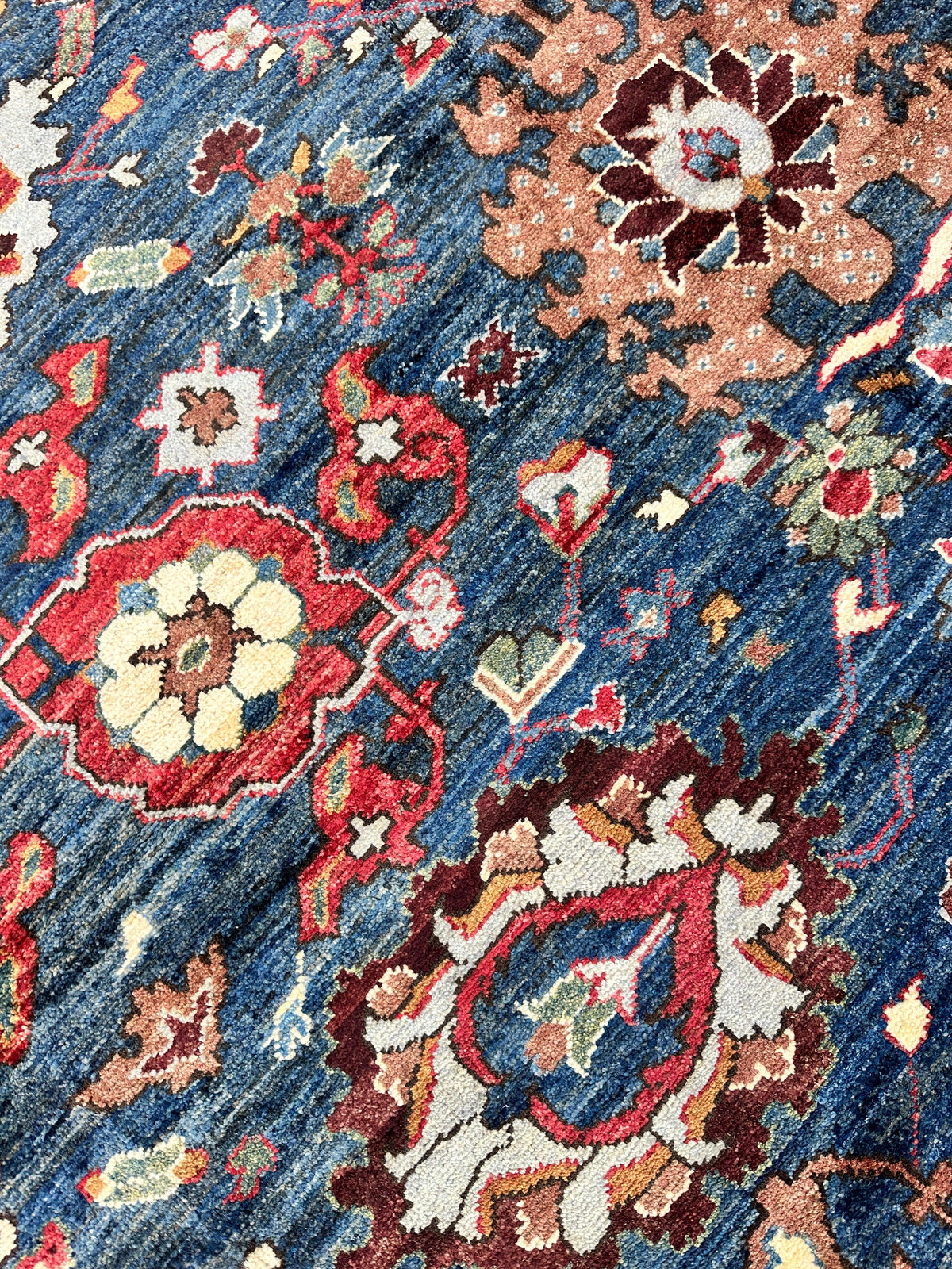 Afghan Serapi Rug 8' x 10', Hand-Knotted Wool, Blue, Gold & Ivory, view 15