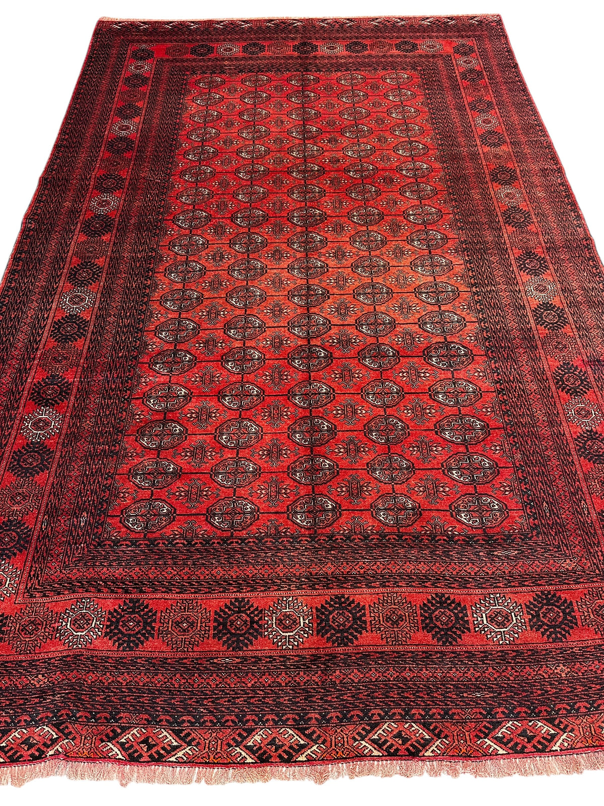 Afghan Mauri Rug 6x10, Rust, Black & Burgundy, Hand-Knotted Wool, view 3