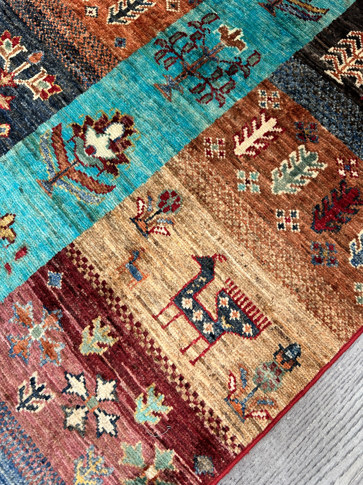 Afghan Gabbeh Rug 5'9" x 8'1", Hand-Knotted Ghazni Wool, Tree of Life, view 8