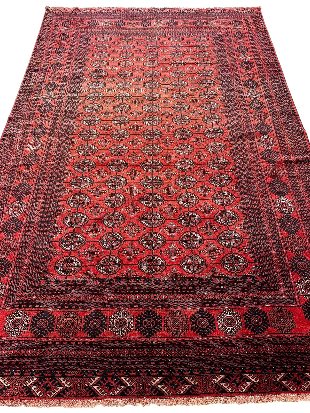 Afghan Mauri Rug 6x10, Rust, Black & Burgundy, Hand-Knotted Wool, view 2